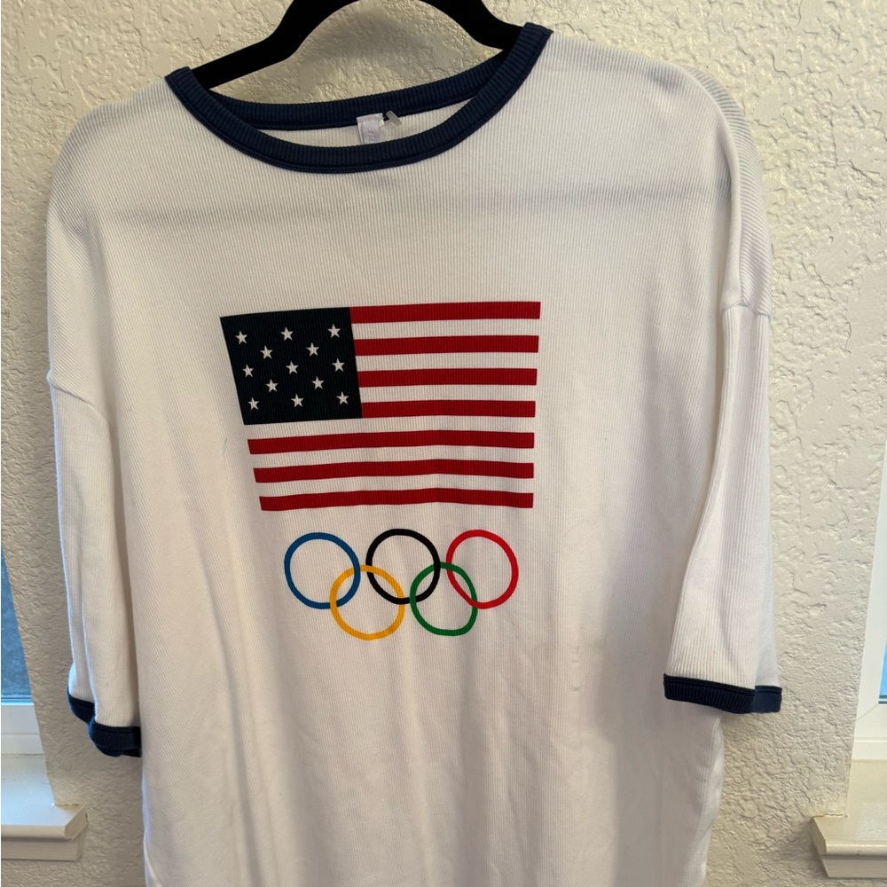 TEAM 2024 USA Olympics Paris Official Cotton Ribbed Olympic T-Shirt Mimi Dress - Picture 4 of 14